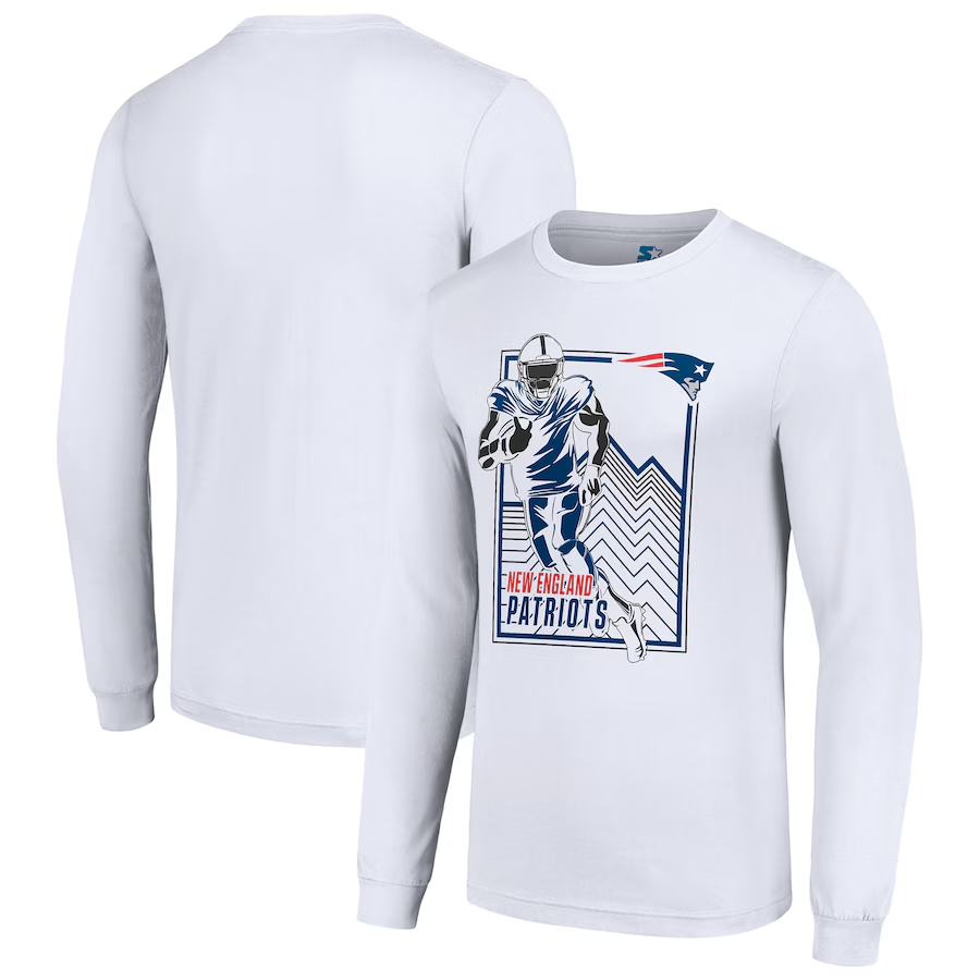 Men New England Patriots white 2024 NFL Long sleeve T Shirts